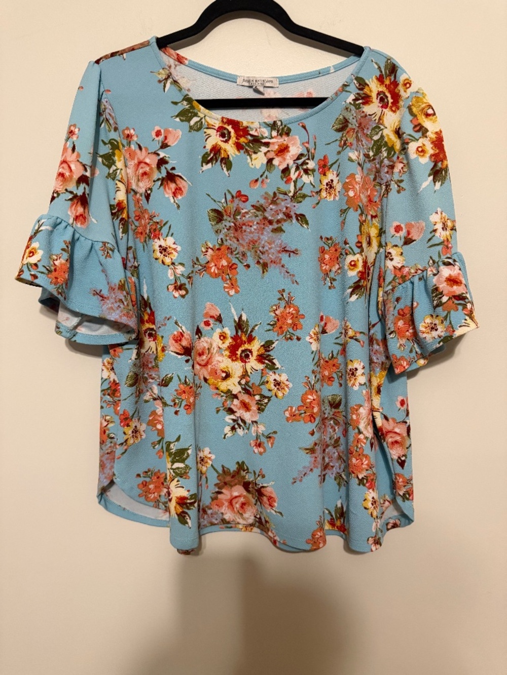 Green Envelope Los Angeles Floral Blouse Top Blue Red Plus Size 3X